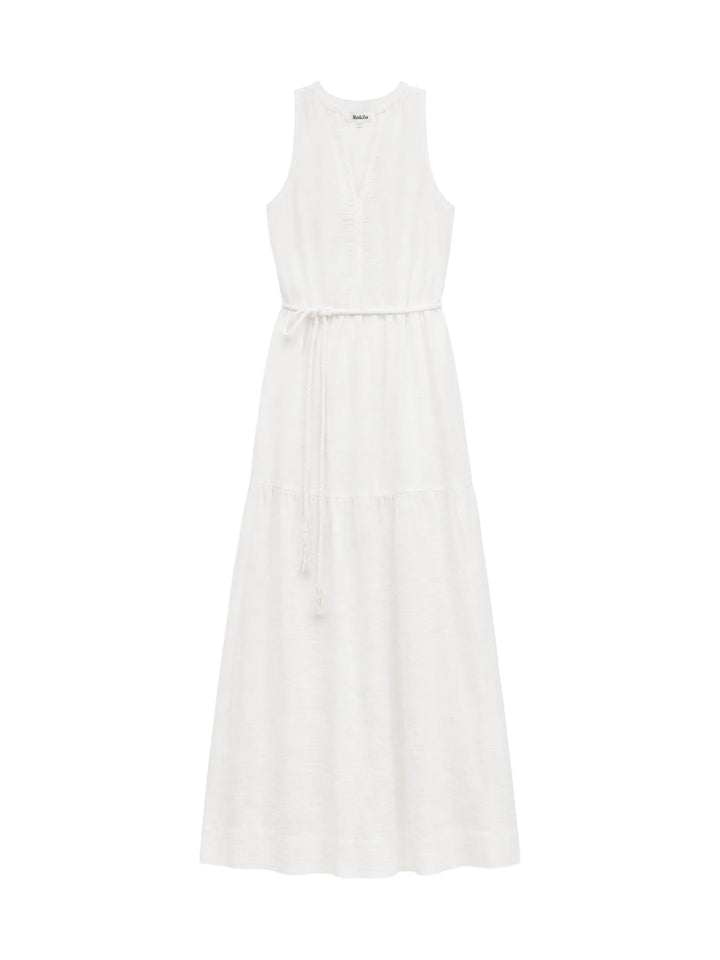 Ivory Cheesecloth Rope Belt Dress for Women - gallery