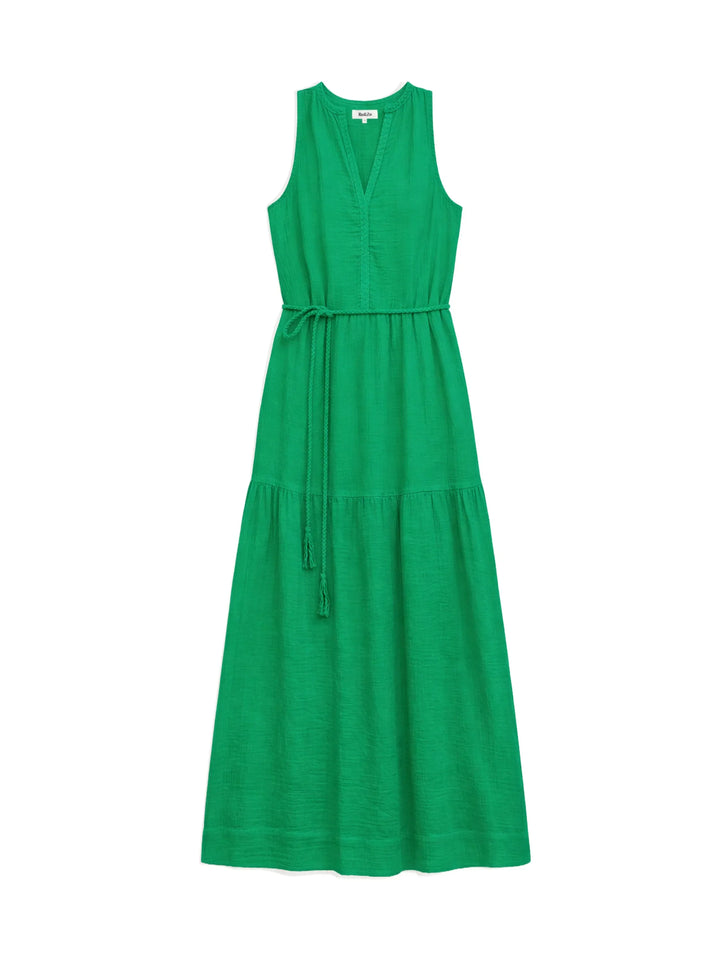 Green Cheesecloth Rope Belt Dress for Women - gallery