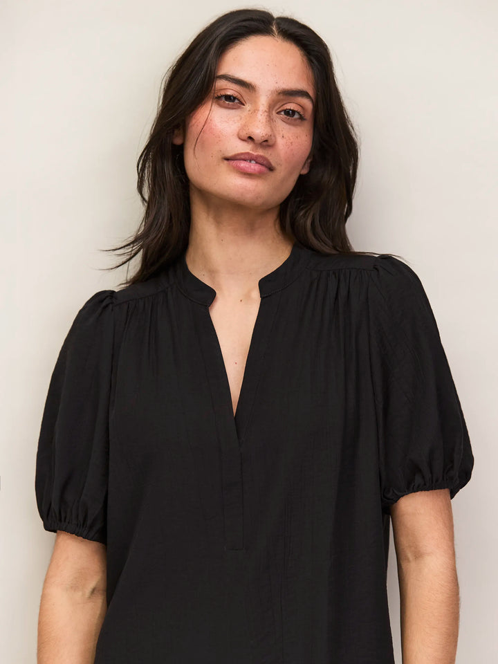 Black Puff Sleeve Short Dress for Women - gallery