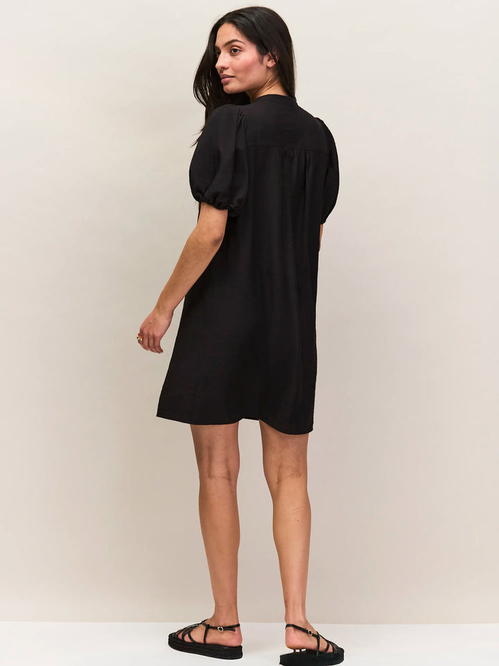 Black Puff Sleeve Short Dress for Women - gallery