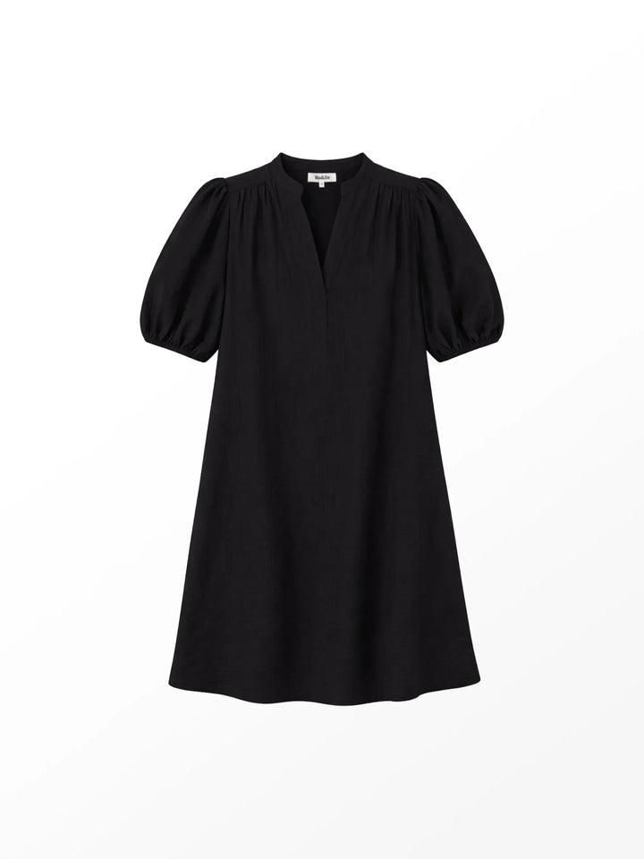 Black Puff Sleeve Short Dress for Women - gallery