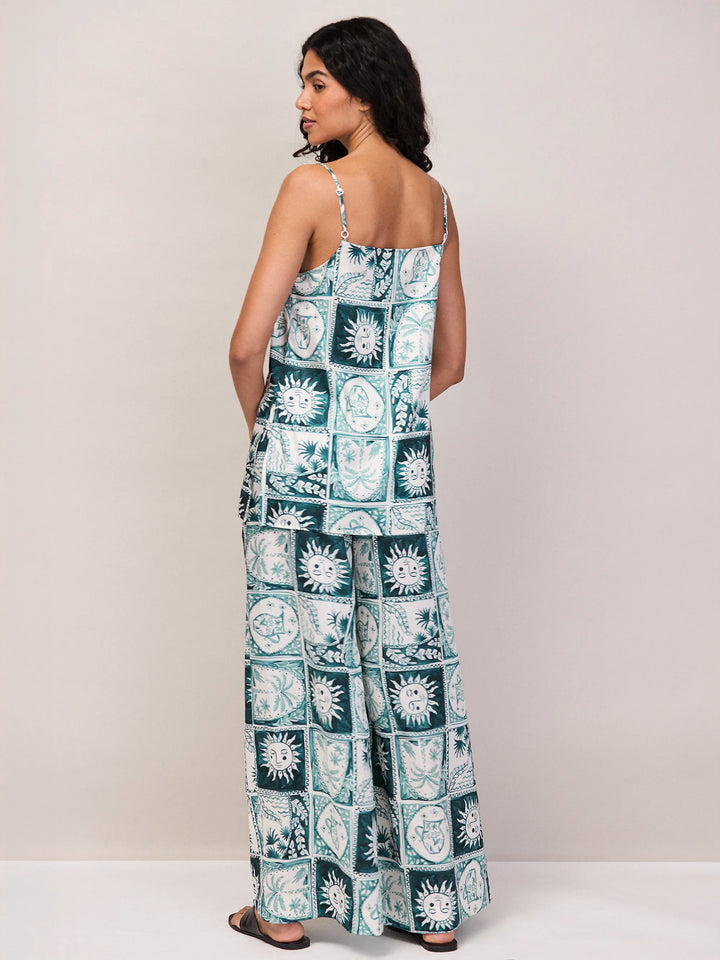 Blue Zodiac Print Long Line Cami Cami Top for Women - gallery