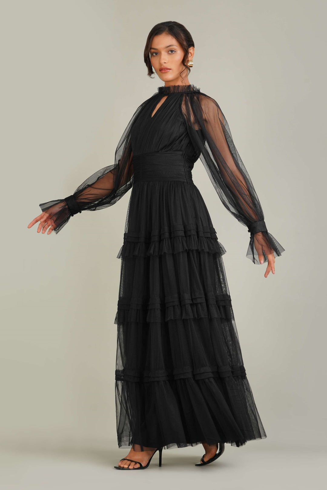 Rosalia Tulle Maxi Dress in Black for Women - gallery