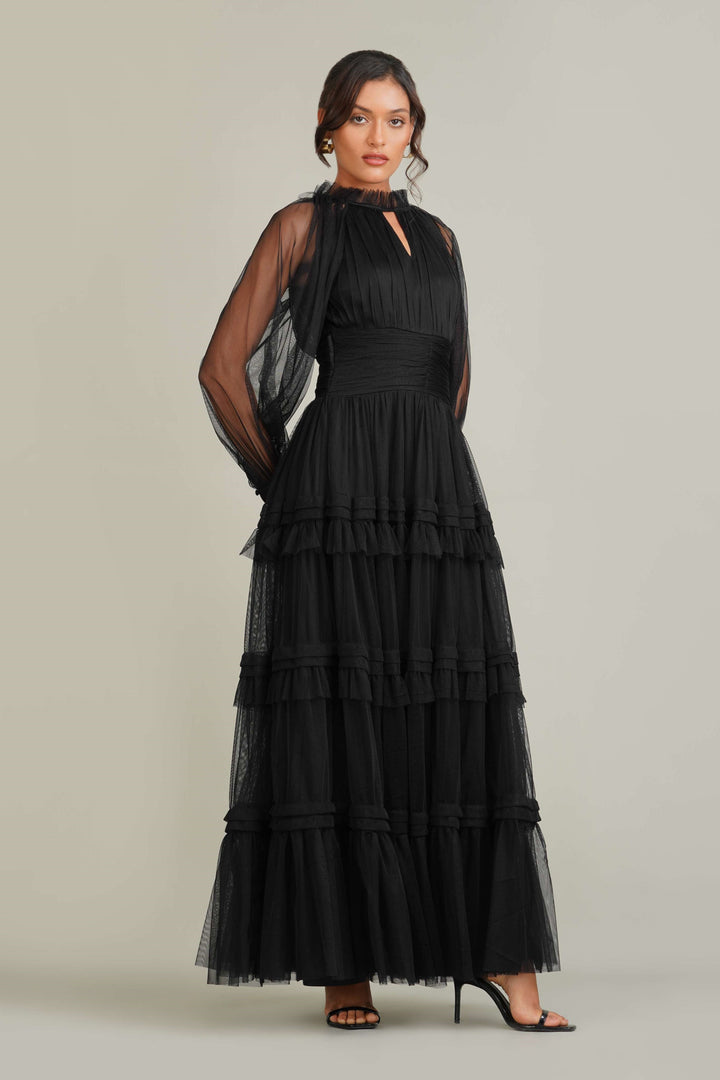 Rosalia Tulle Maxi Dress in Black for Women - gallery