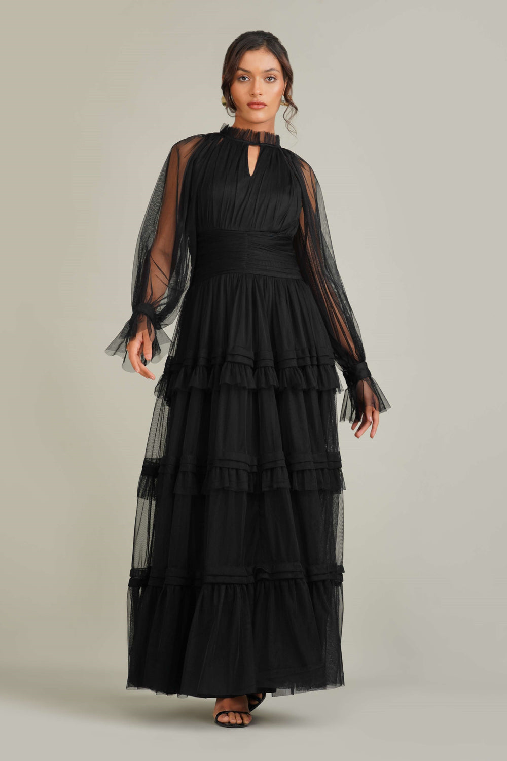 Rosalia Tulle Maxi Dress in Black for Women - gallery