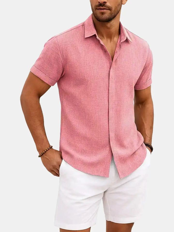 Linen Cotton Blend Short Sleeve Shirt for Men - gallery