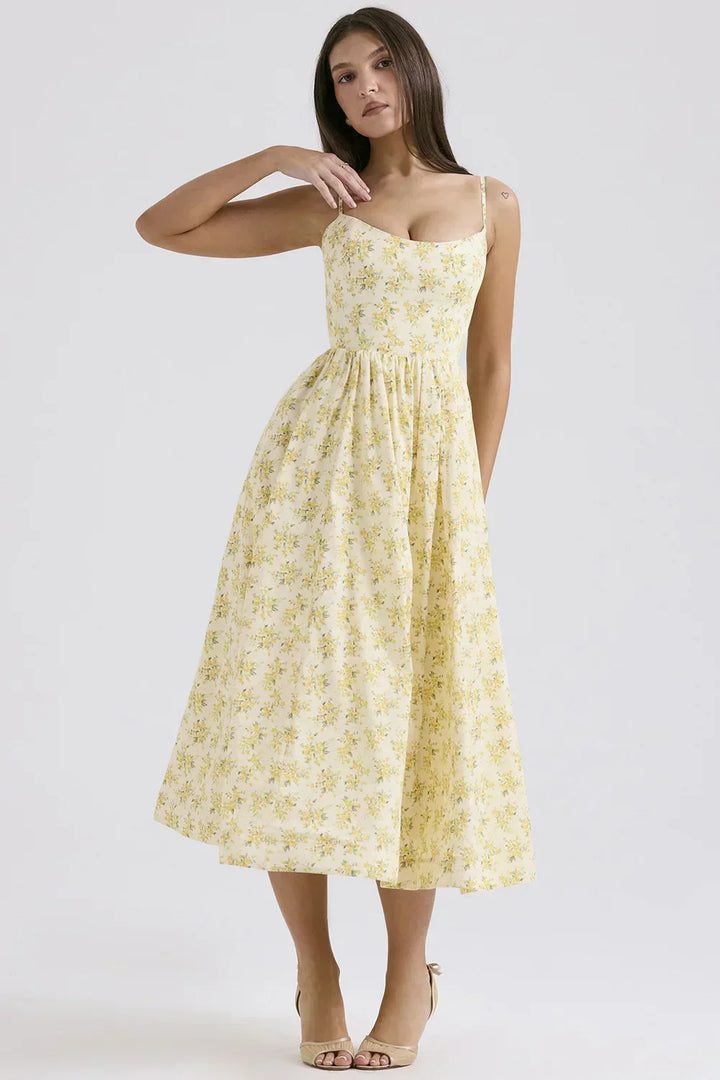 Emilia Knee-Length Evening Dress with Short Sleeves