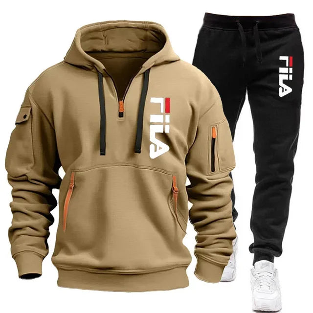 Winter Hooded Tracksuit Two-Piece Set for Men - gallery