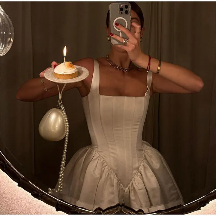 Corset-Bodice Structured Dress in a Clean Silhouette