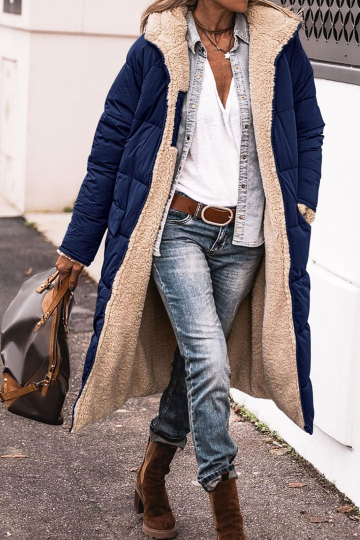Reversible Hooded Winter Gilet for Women, Two Looks