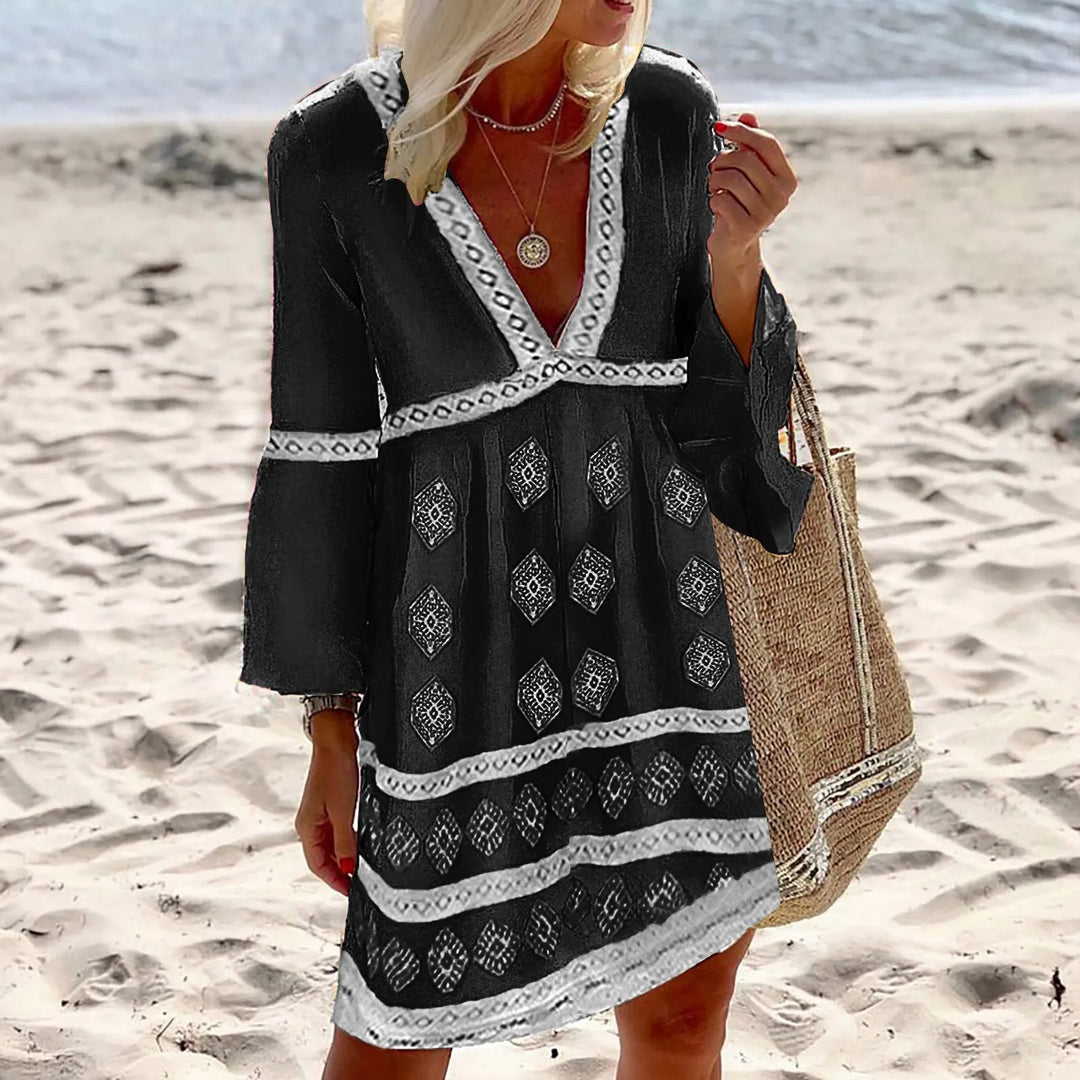 Relaxed Batwing Sleeve Summer Dress in a Lightweight Weave