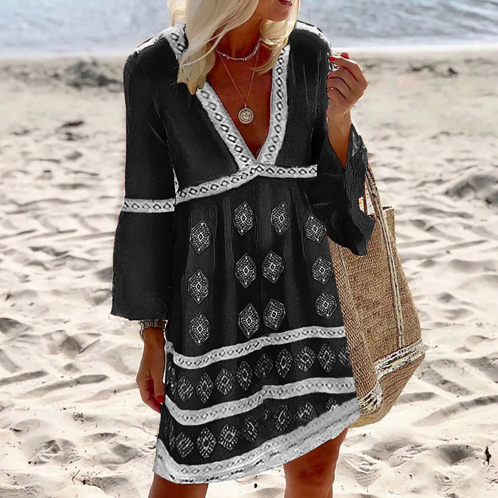 Relaxed Batwing Sleeve Summer Dress in a Lightweight Weave
