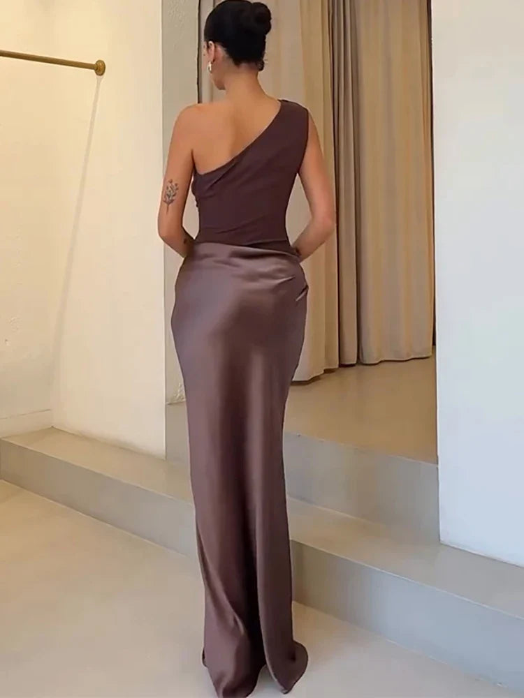 Julissia Satin One Shoulder Dress for Women - gallery