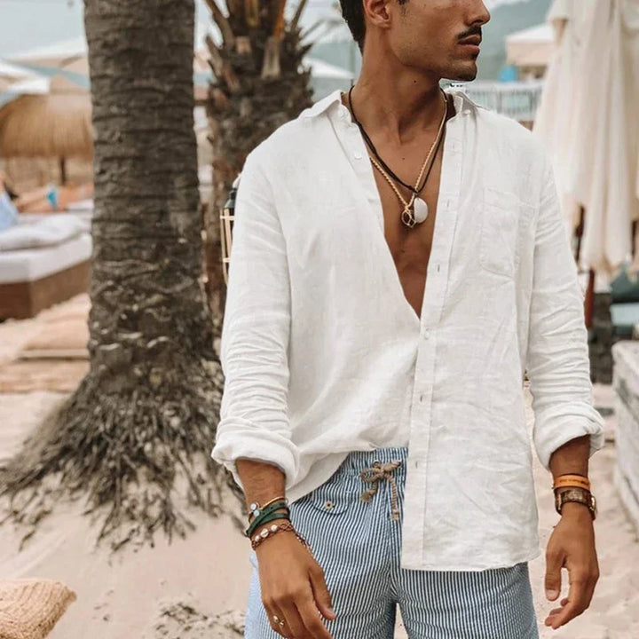 Zaire Long Sleeve Linen Shirt for Men - gallery
