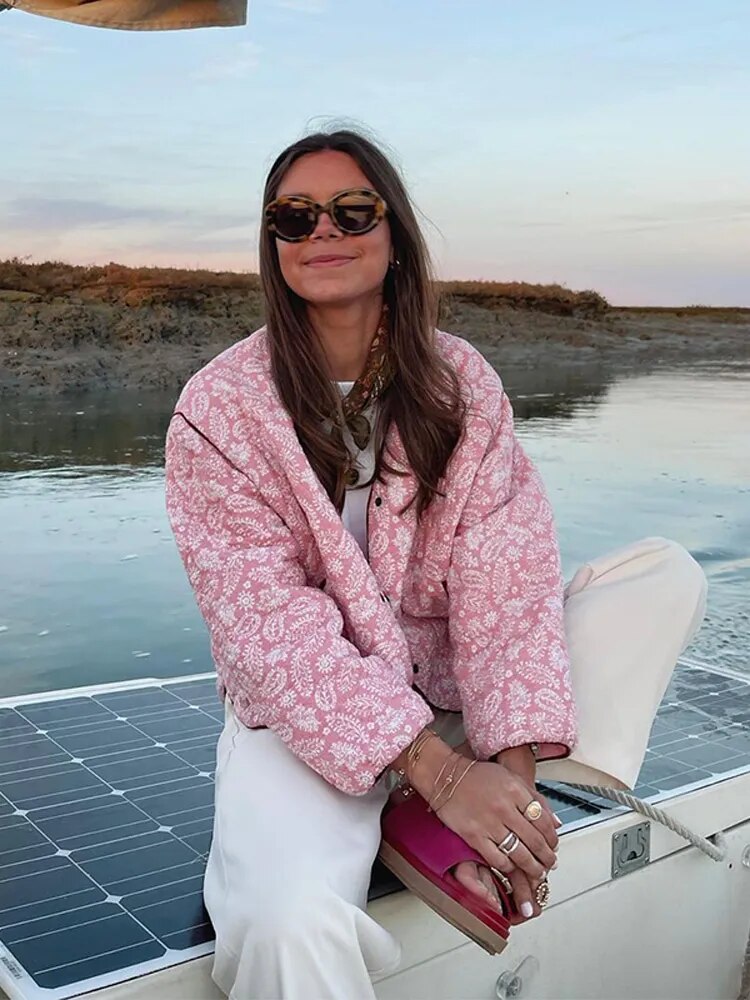 Women's Quilted Pink Patchwork Jacket in Blush Tones