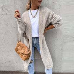 Long-Line Knit Cardigan with a Relaxed Open Drape