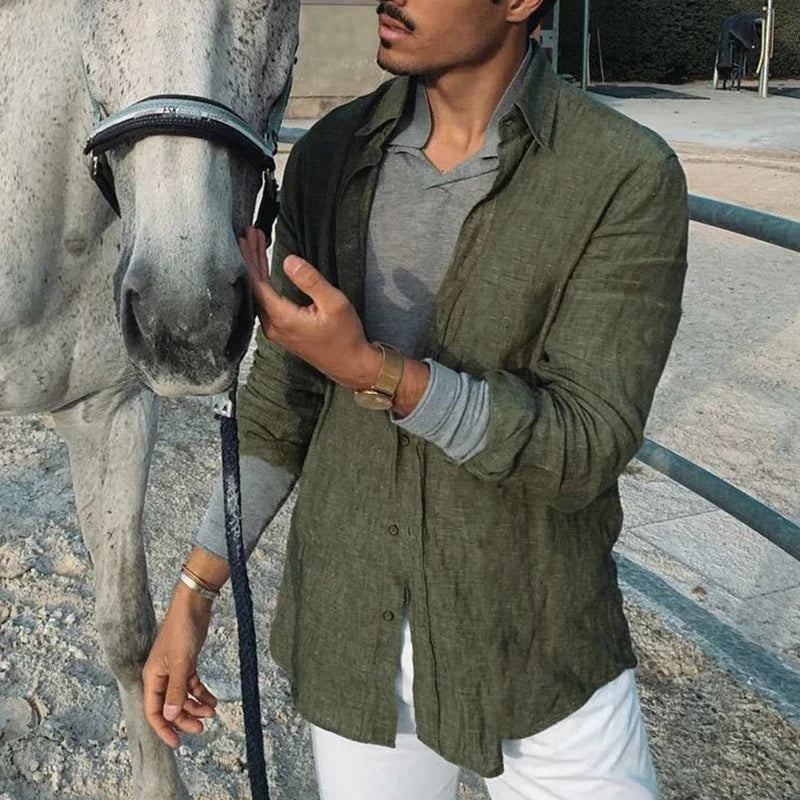 Zaire Long Sleeve Linen Shirt for Men - gallery