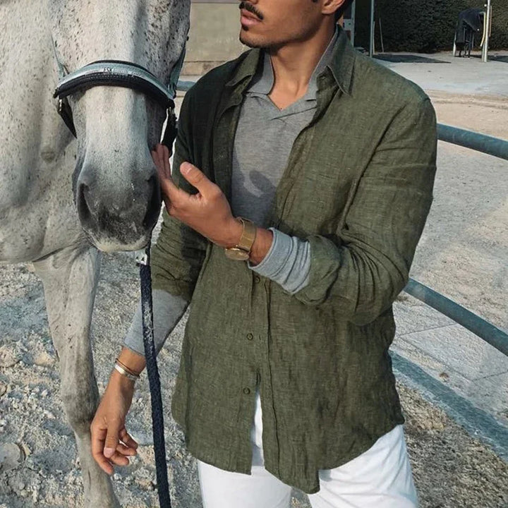 Zaire Long Sleeve Linen Shirt for Men - gallery