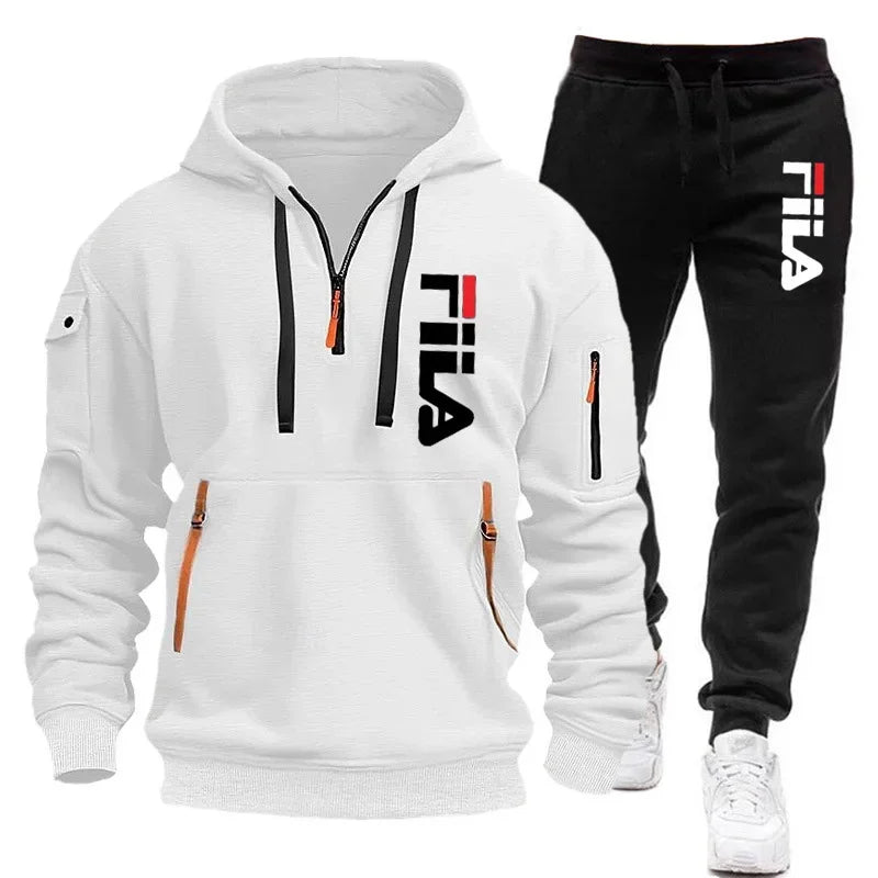 Winter Hooded Tracksuit Two-Piece Set for Men - gallery