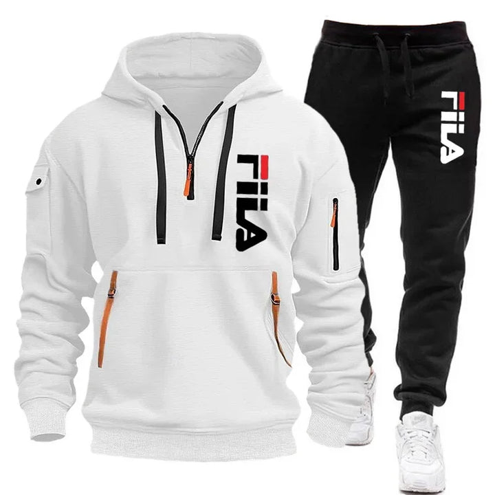 Winter Hooded Tracksuit Two-Piece Set for Men - gallery