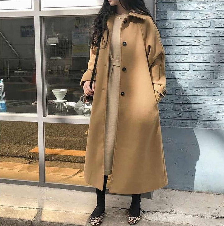 Long Wrap Overcoat with a Structured Shell for Women