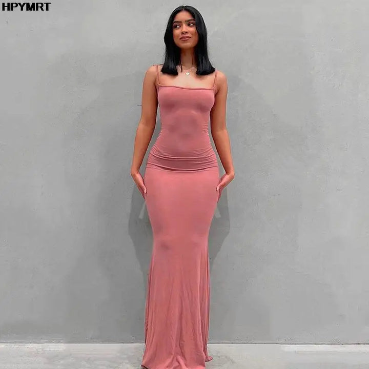 Bodycon Maxi Dress Rose for Women - gallery