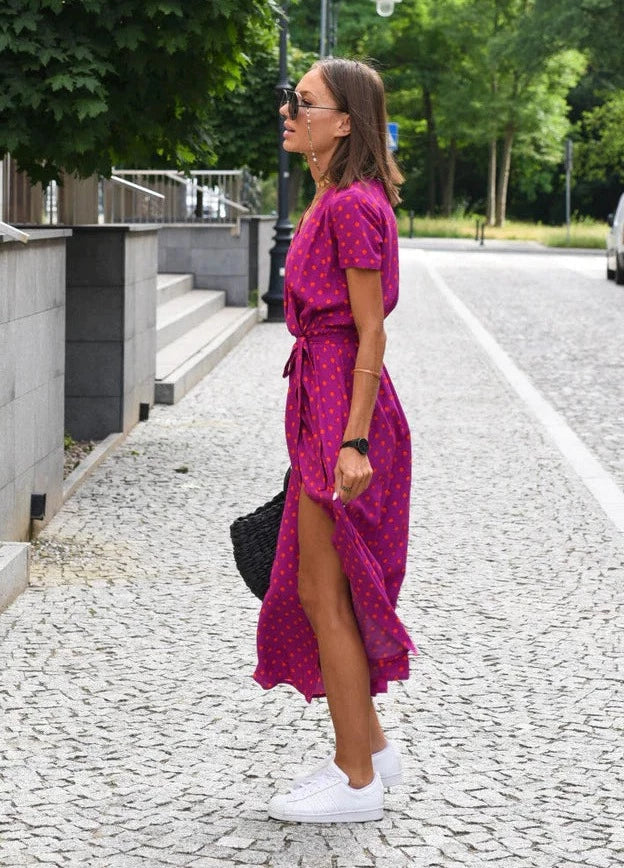 Lightweight Summer Dress with Draped Woven Skirt for Women