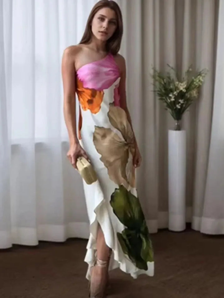 Floral One Shoulder Maxi Dress Beatrice Rose for Women