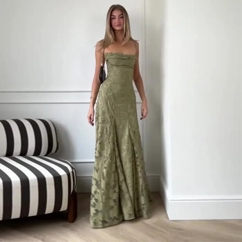 Celestienne a-Line Maxi Dress with Open Back Detail for Women - gallery