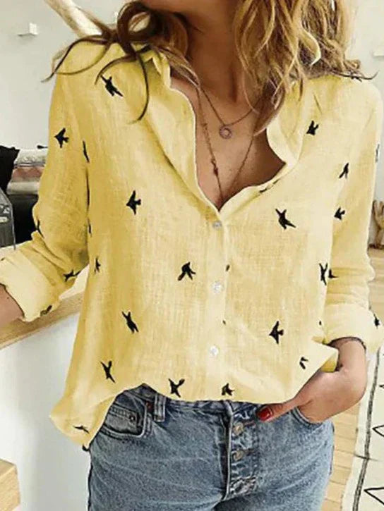 Stylish Long-Sleeve Cotton Blouse for Women