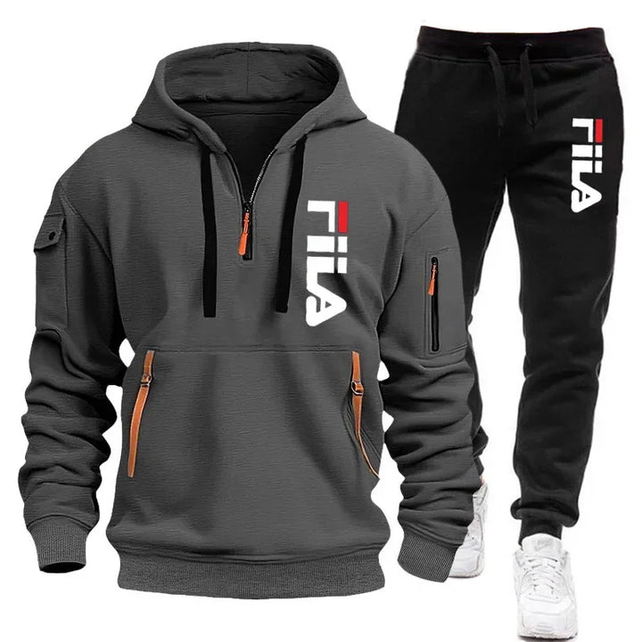 Winter Hooded Tracksuit Two-Piece Set for Men - 7