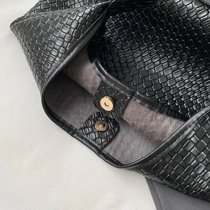 Structured Leather-Look Handbag with Adjustable Strap