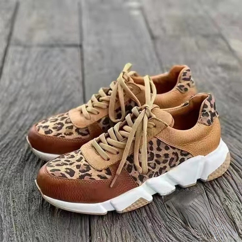 Leopard Print Trainers with a Cushioned Sole for Women