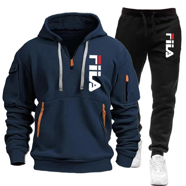 Winter Hooded Tracksuit Two-Piece Set for Men - gallery