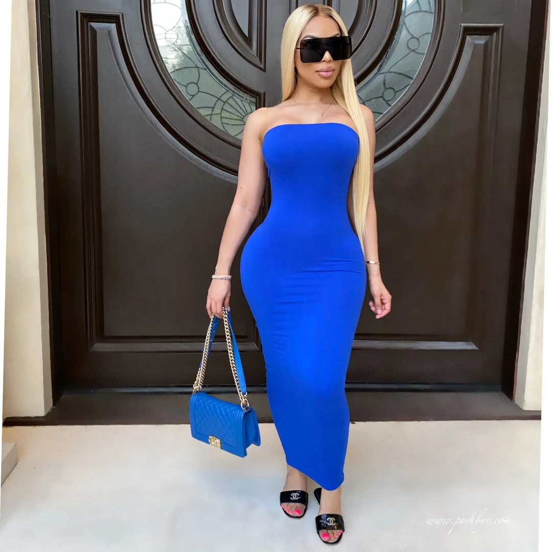 Sleeveless Long Beach Dress for Women - Blue