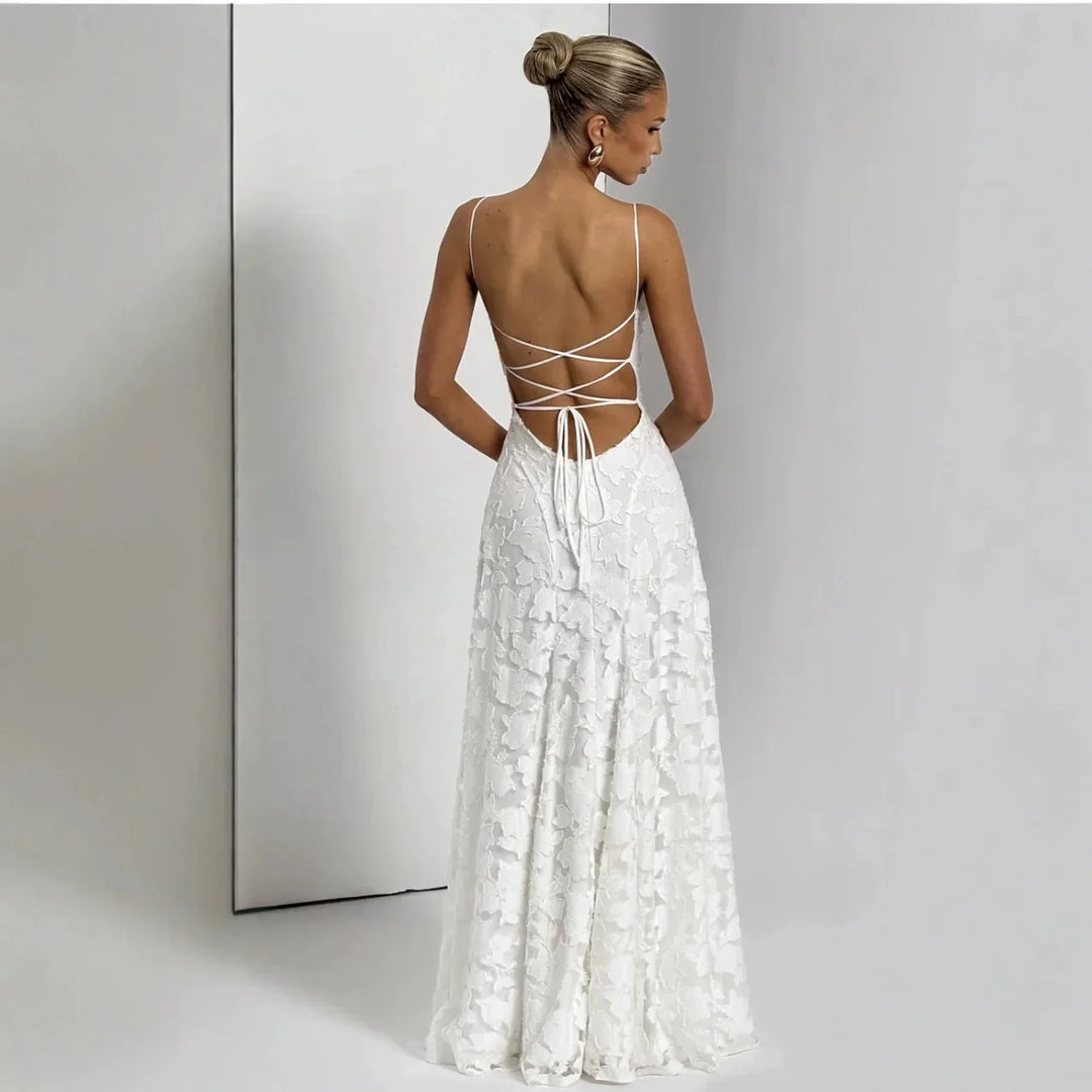 Celestienne a-Line Maxi Dress with Open Back Detail for Women - gallery