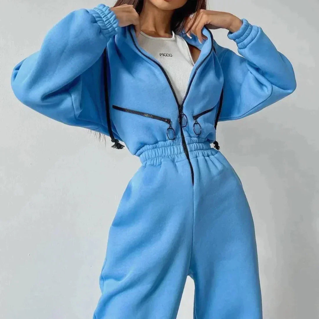 Winter Jumpsuit with Fleece Lining and Wide-Leg Fit