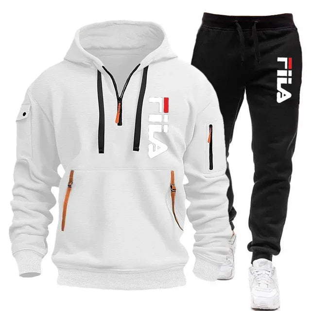Winter Hooded Tracksuit Two-Piece Set for Men - gallery