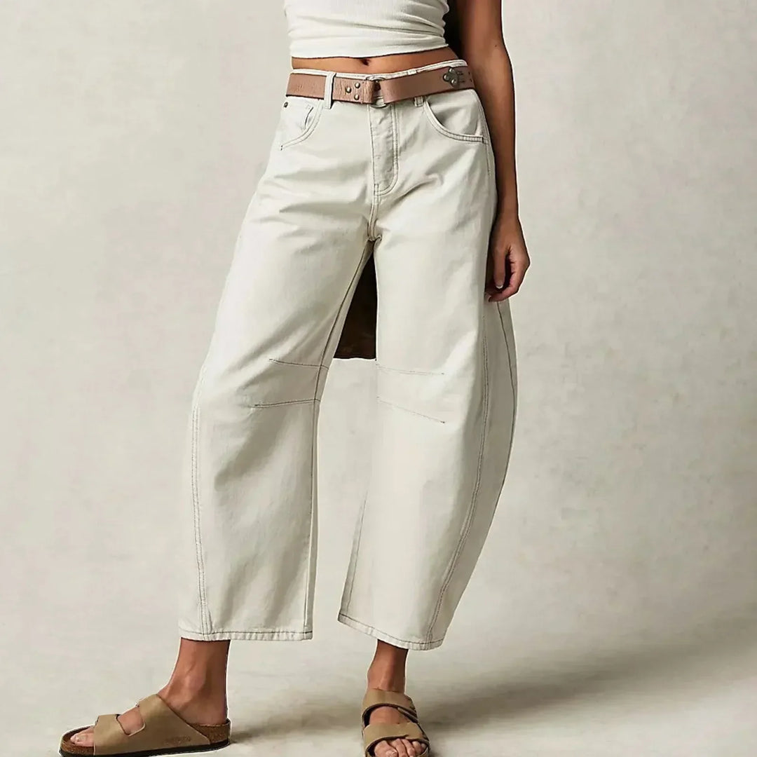 Women's Wide-Leg Jeans with Low-Rise Waist - Relaxed Fit