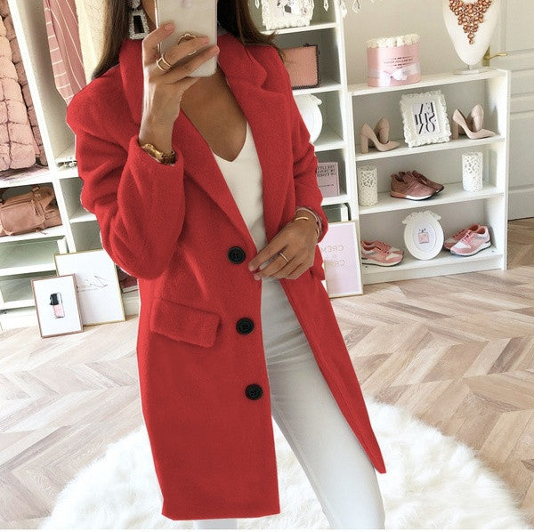 Double-Breasted Wool Coat with Notched Collar