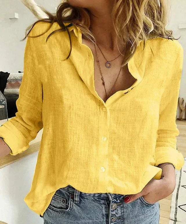 Long-Sleeve Cotton Blouse in a Relaxed Fit