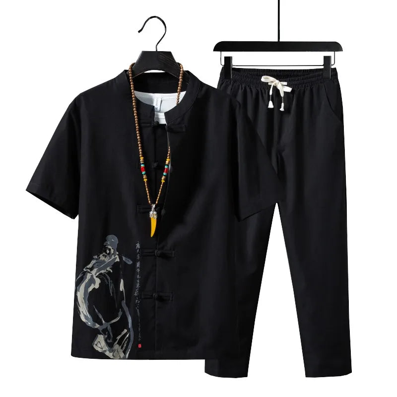 Premium Cotton-Linen Shirt and Trousers Set for Men - gallery
