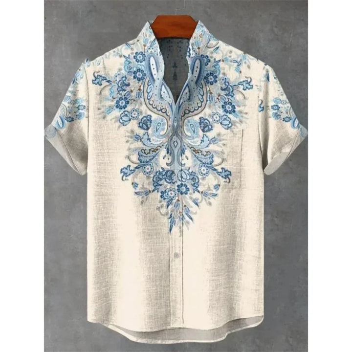 Summer Stand-Up Collar Short Sleeve Shirt for Men