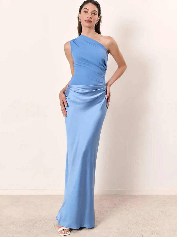 Julissia Satin One Shoulder Dress for Women - Blue