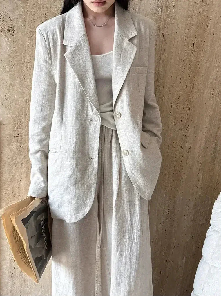 Premium Linen Blazer and Pants Set Trousers for Women - Linen Pant