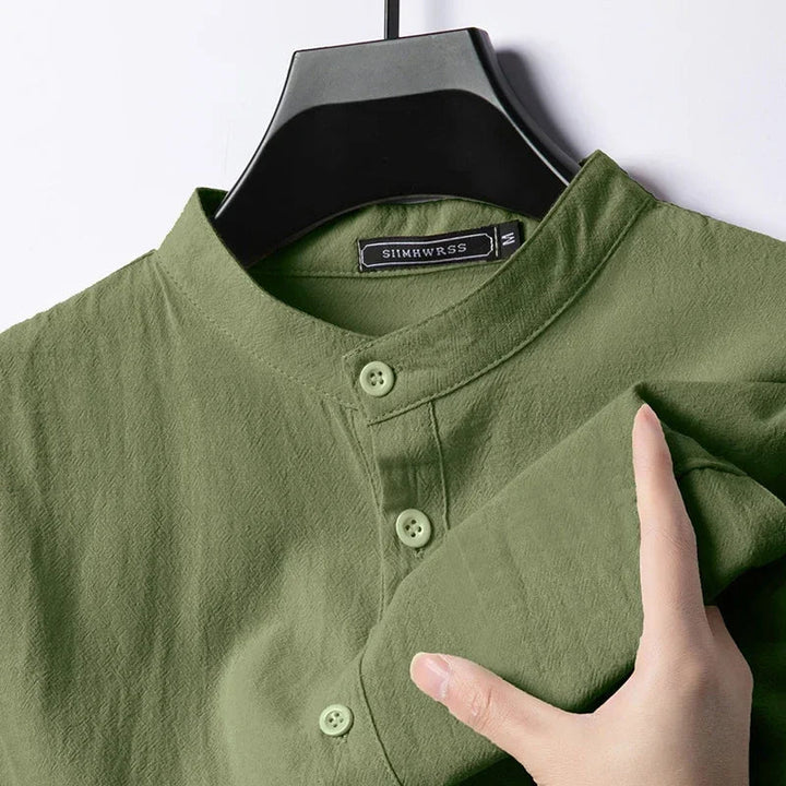 Lightweight Linen and Cotton Shirt for Men - Forest Green