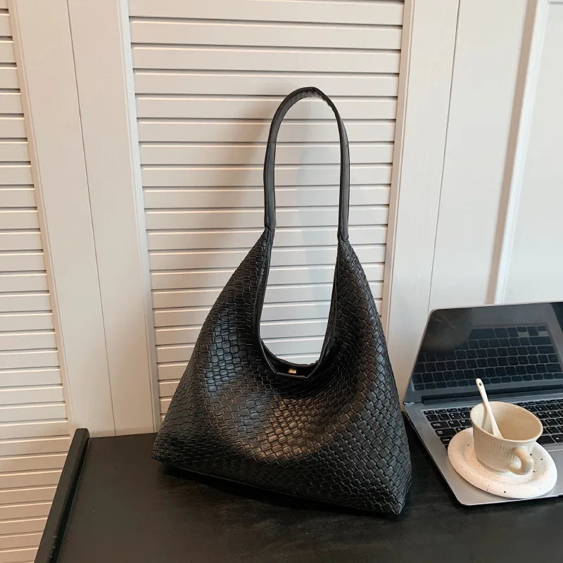 Structured Leather-Look Handbag with Adjustable Strap