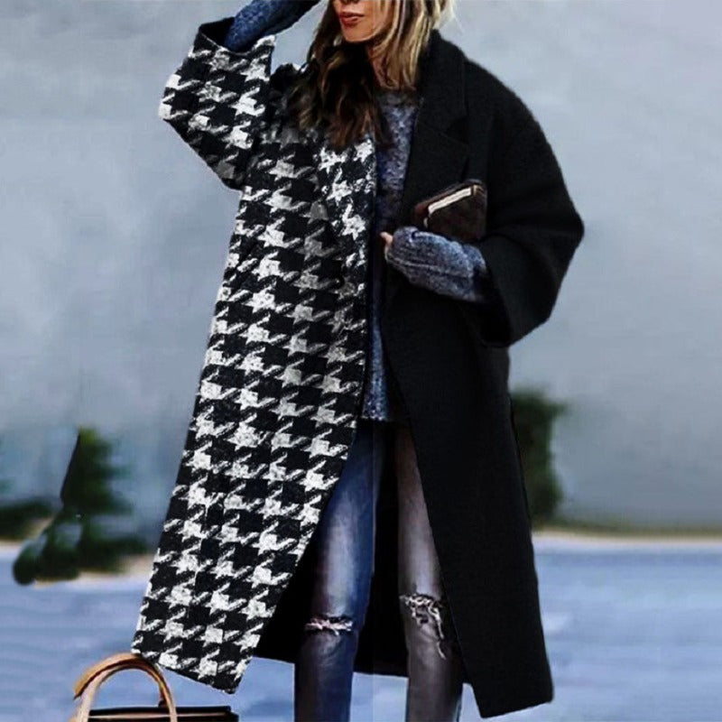 Long Wool Coat with Embellished Detail for Women