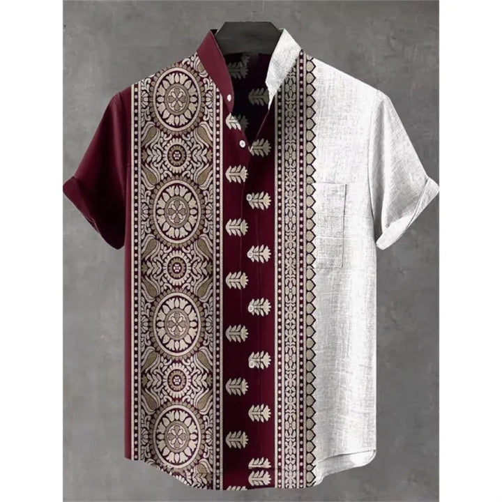 Summer Stand-Up Collar Short Sleeve Shirt for Men - gallery
