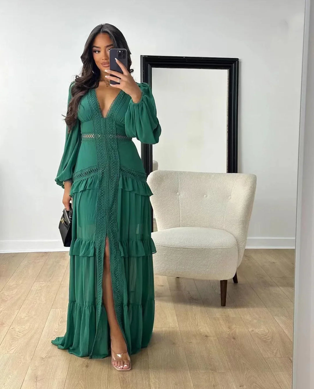 Seralyn Tiered Maxi Dress with Long Sleeves for Women